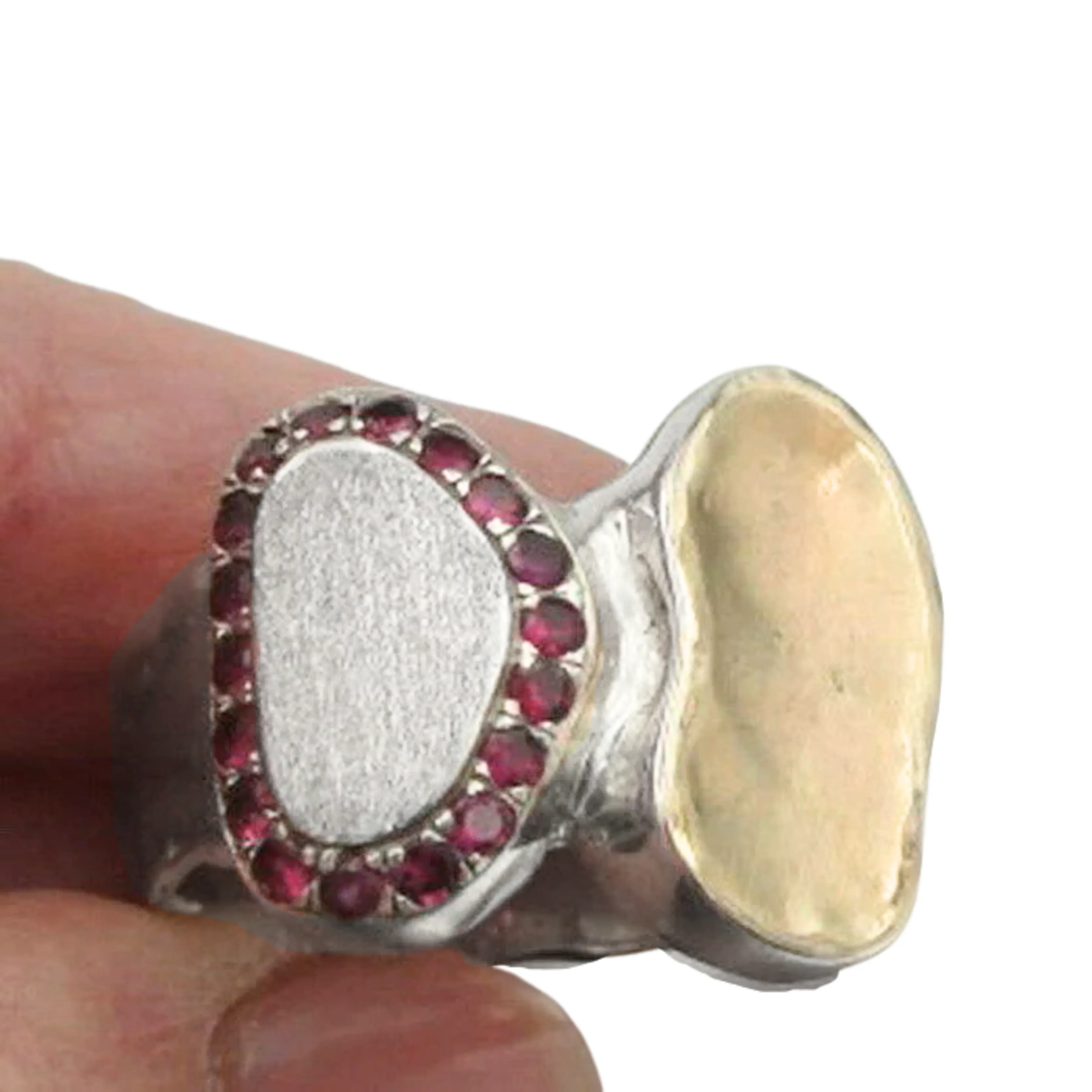 Brushed Gold and Silver Ruby Ring – Hadar Jewelry, READY TO SHIP SIZE 9  (I r571)9y