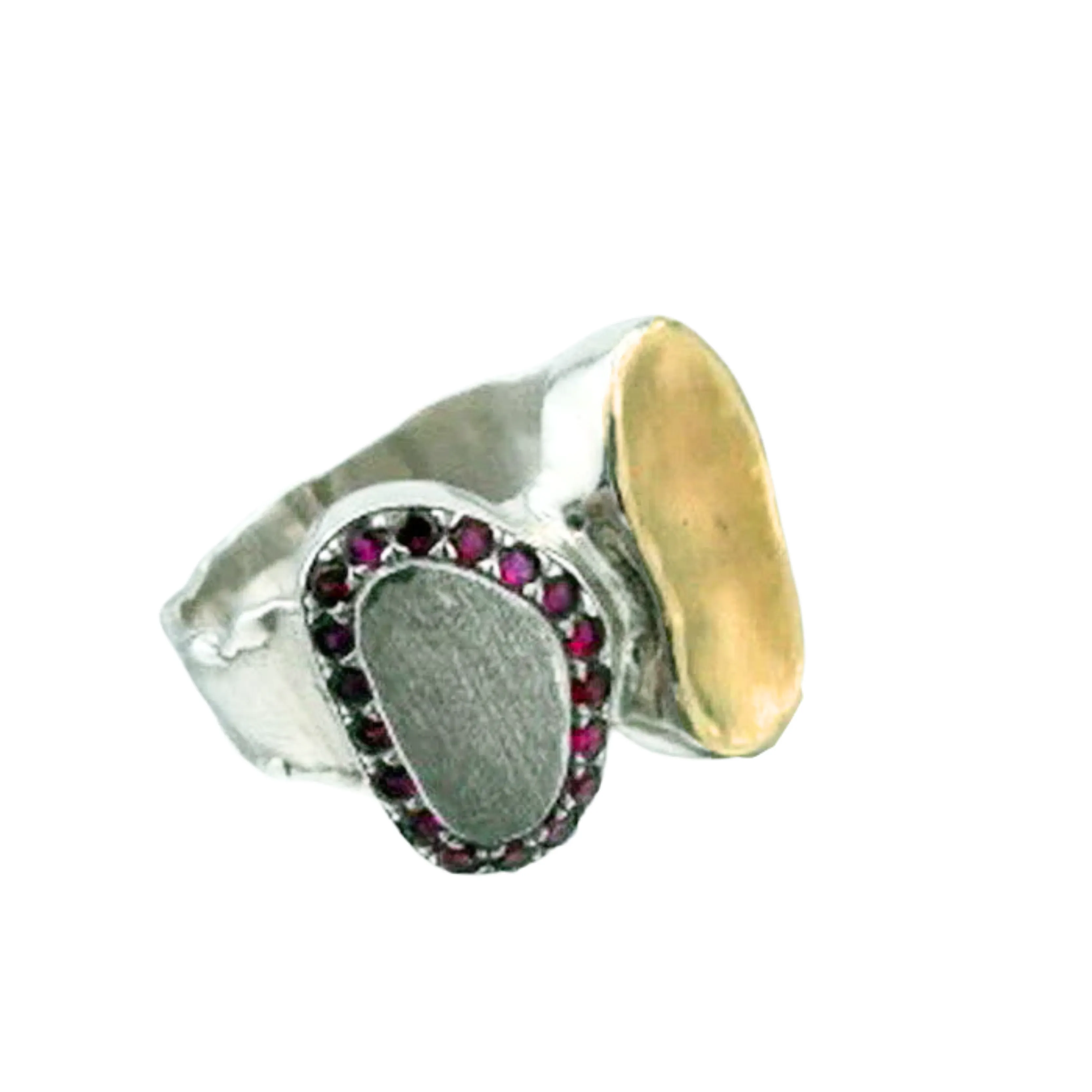 Brushed Gold and Silver Ruby Ring – Hadar Jewelry, READY TO SHIP SIZE 9  (I r571)9y