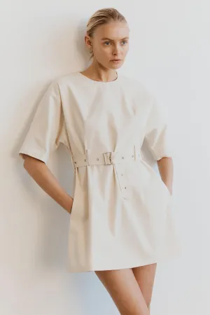 BUCKLE UP TEE DRESS | NATURAL