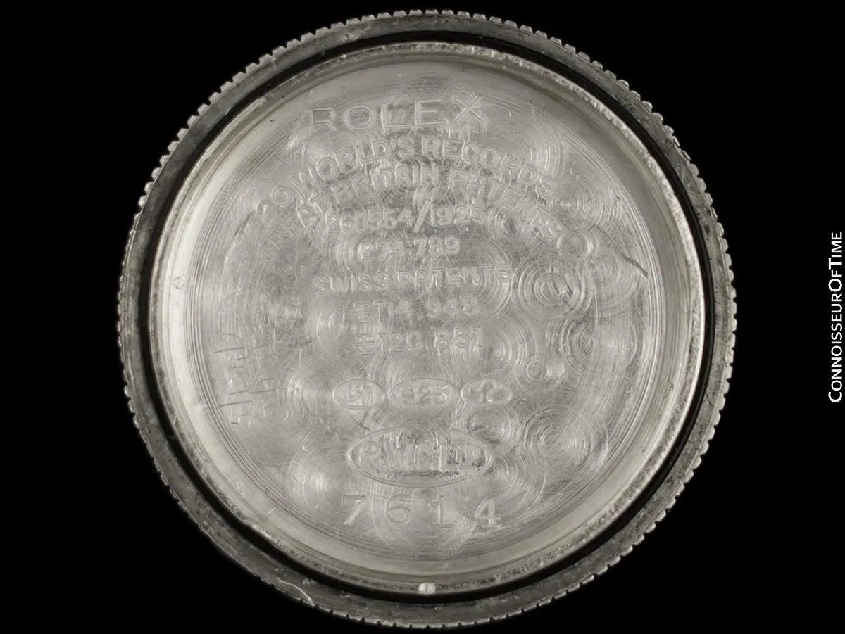 c. 1928 Rolex Oyster Rare Vintage Mens Sterling Silver Watch - Very Early Oyster
