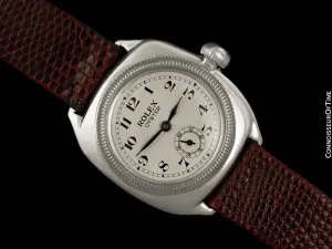 c. 1928 Rolex Oyster Rare Vintage Mens Sterling Silver Watch - Very Early Oyster