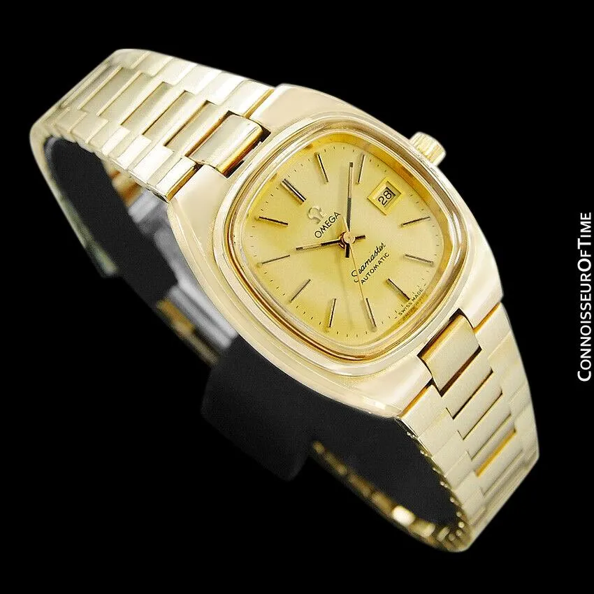 c. 1979 Omega Seamaster Vintage Ladies Automatic Watch - 18K Gold Plated & Stainless Steel