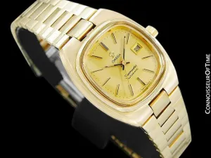 c. 1979 Omega Seamaster Vintage Ladies Automatic Watch - 18K Gold Plated & Stainless Steel