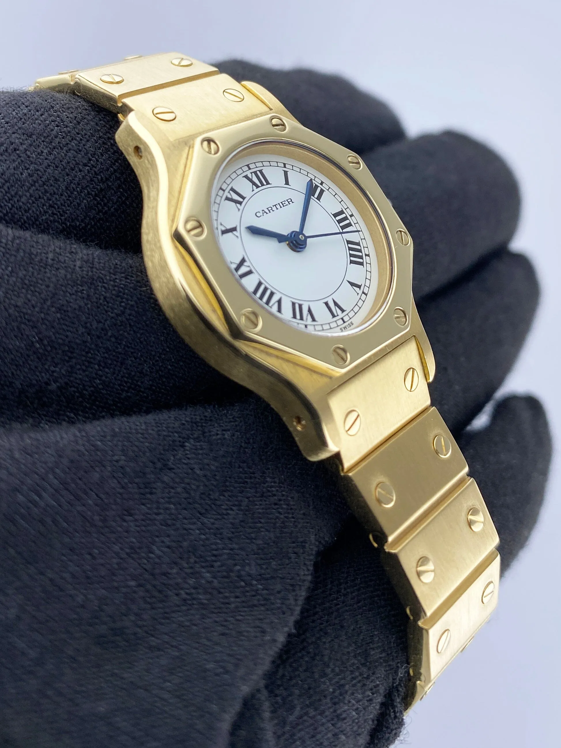 Cartier Santos Octagon 0906 18K Yellow Gold Ladies Watch Box Papers
