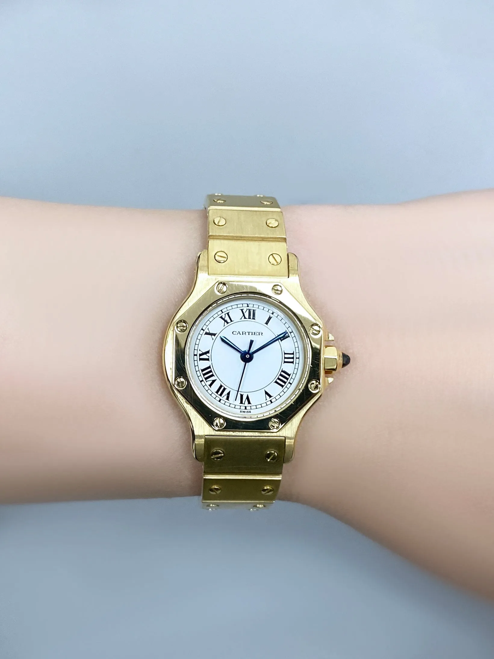 Cartier Santos Octagon 0906 18K Yellow Gold Ladies Watch Box Papers