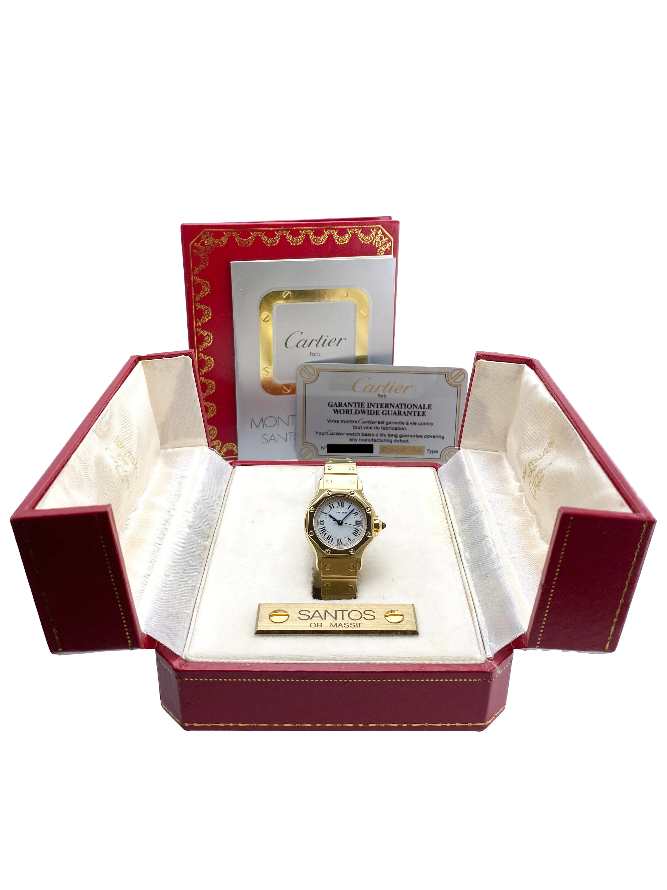 Cartier Santos Octagon 0906 18K Yellow Gold Ladies Watch Box Papers