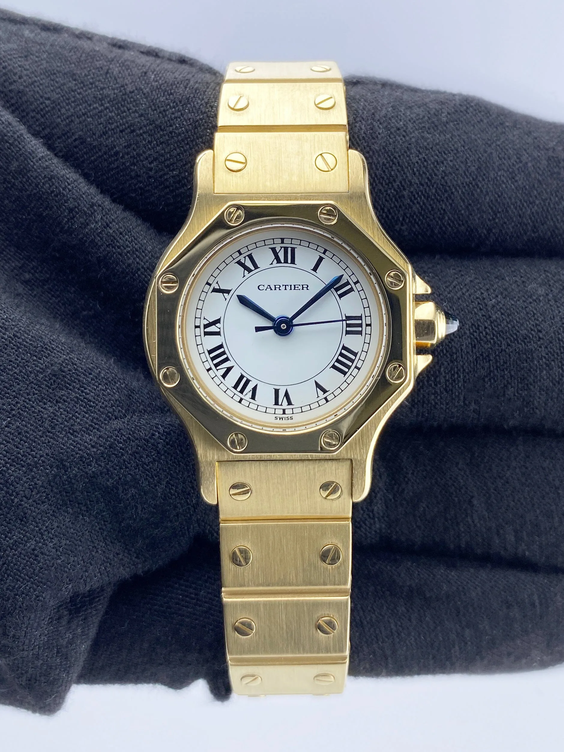 Cartier Santos Octagon 0906 18K Yellow Gold Ladies Watch Box Papers