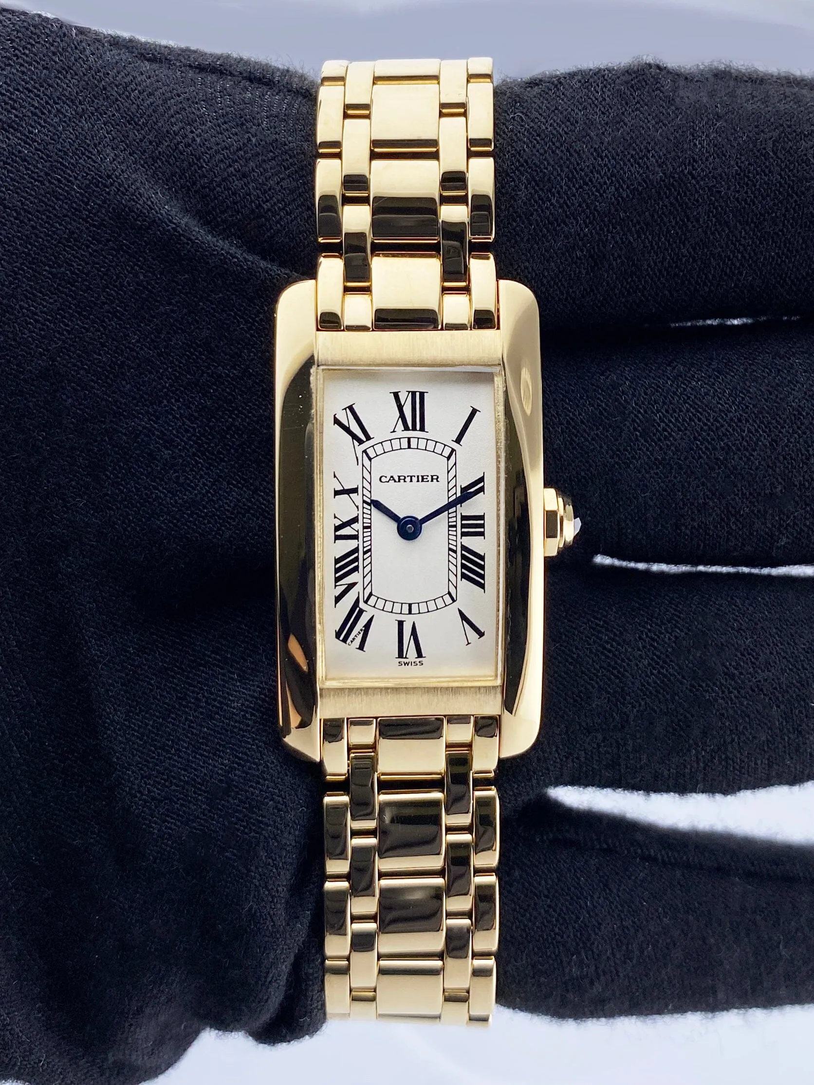 Cartier Tank Americaine W26015K2 18K Yellow Gold Ladies Watch