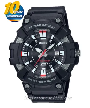 Casio Analog Men's Watch MW-610H-1A Sporty Design 10 years Battery Life Resin Glass Black Resin Strap Watch