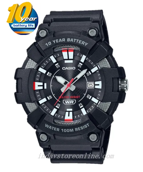 Casio Analog Men's Watch MW-610H-1A Sporty Design 10 years Battery Life Resin Glass Black Resin Strap Watch