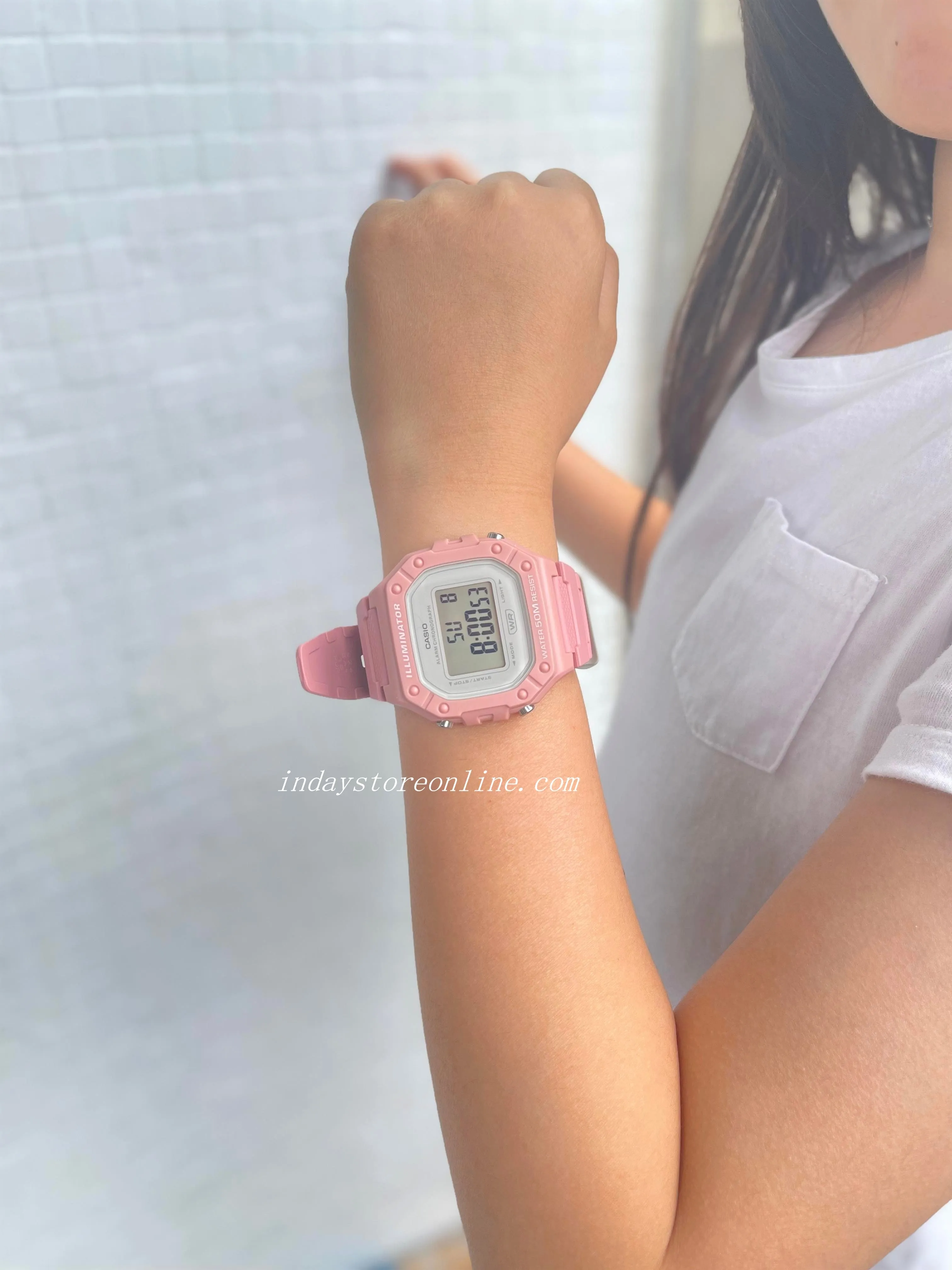 Casio Digital Women's Watch W-218HC-4A Digital Sporty Design Resin Band Resin Glass
