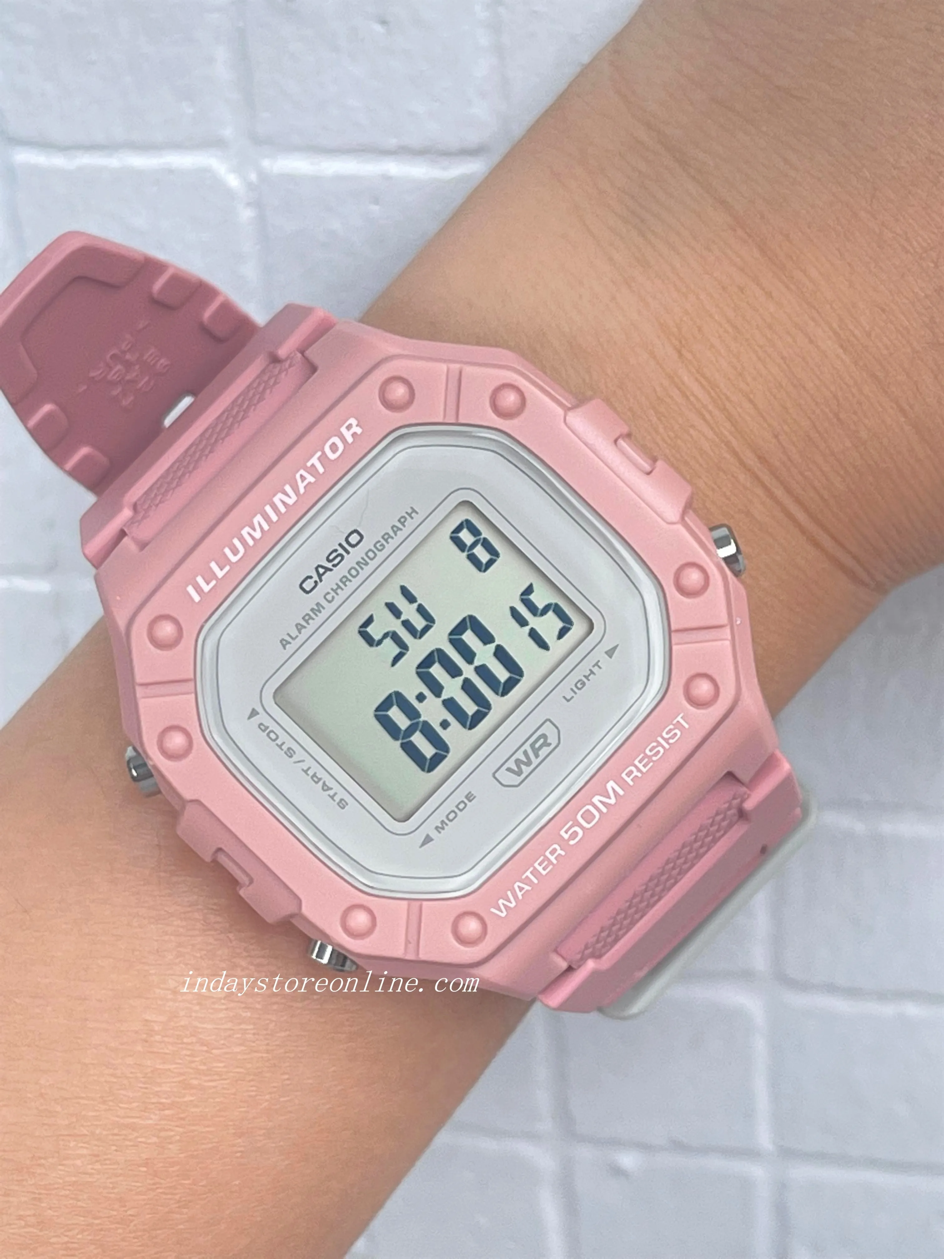 Casio Digital Women's Watch W-218HC-4A Digital Sporty Design Resin Band Resin Glass