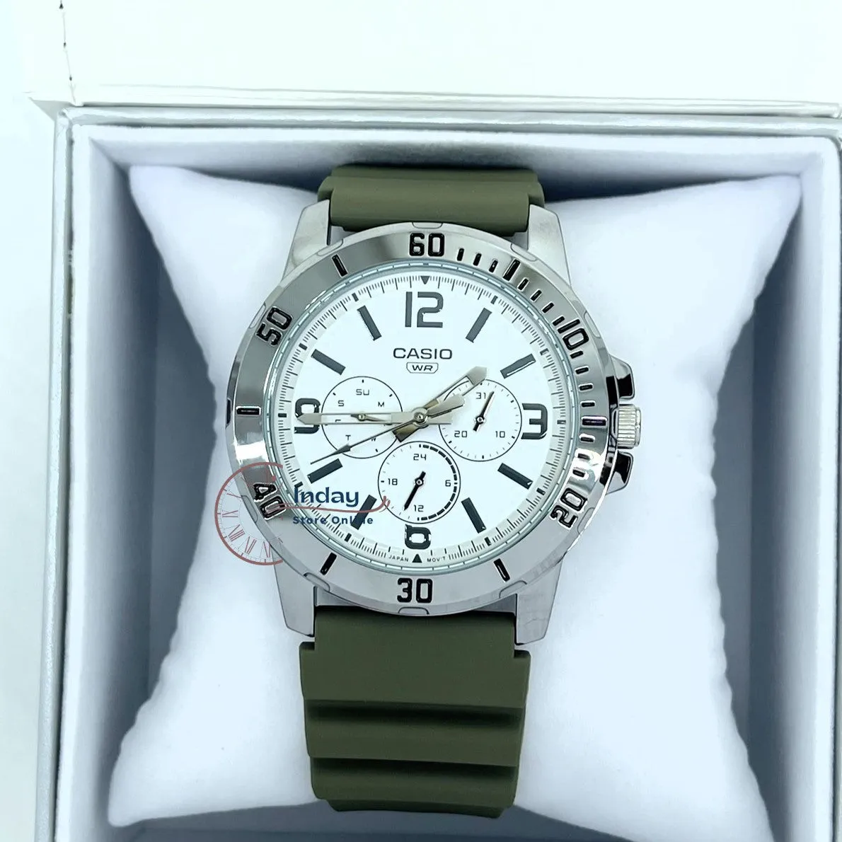 Casio Men's Watch MTP-VD300-3B Resin Band Mineral Glass