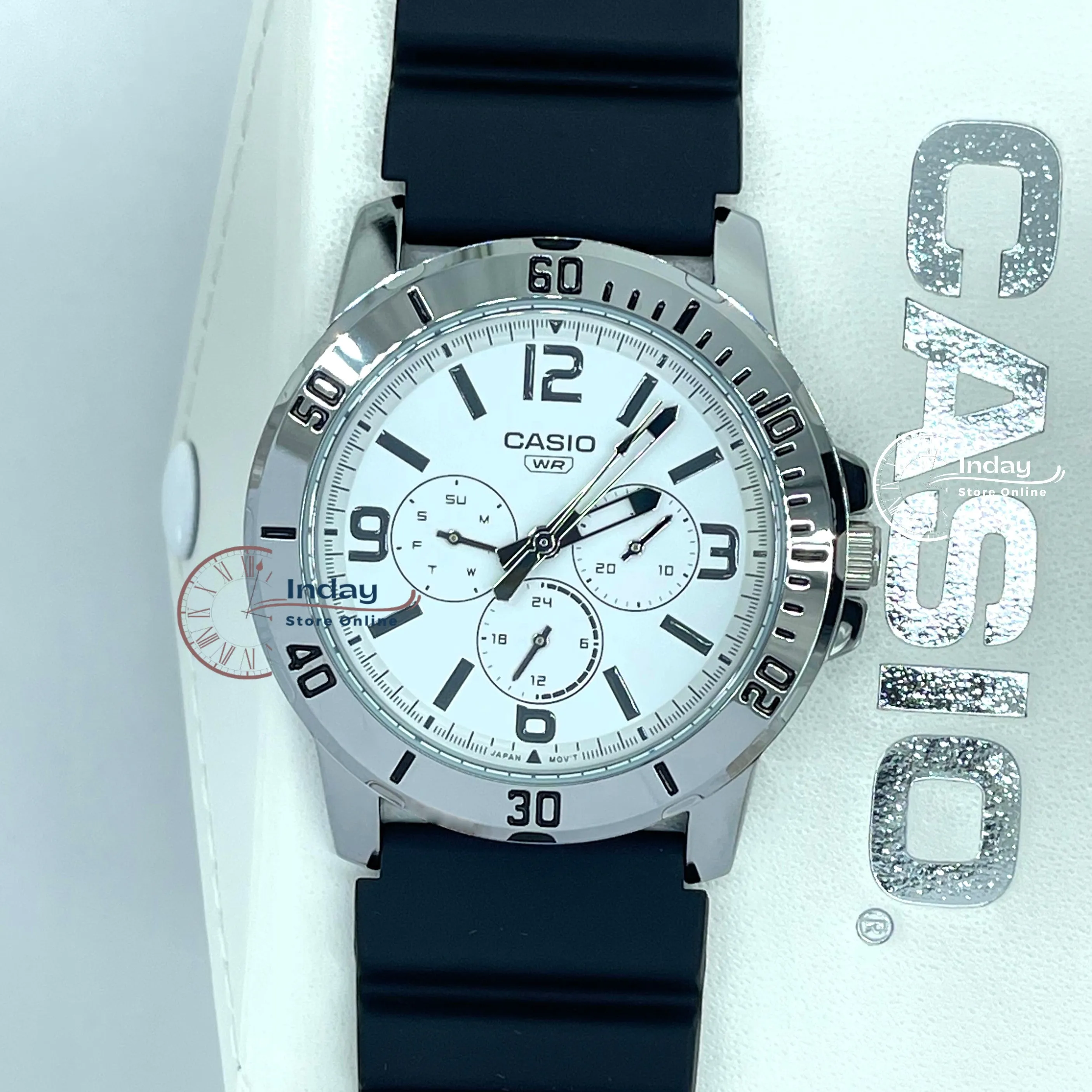 Casio Men's Watch MTP-VD300-7B Resin Band Mineral Glass Sporty Design