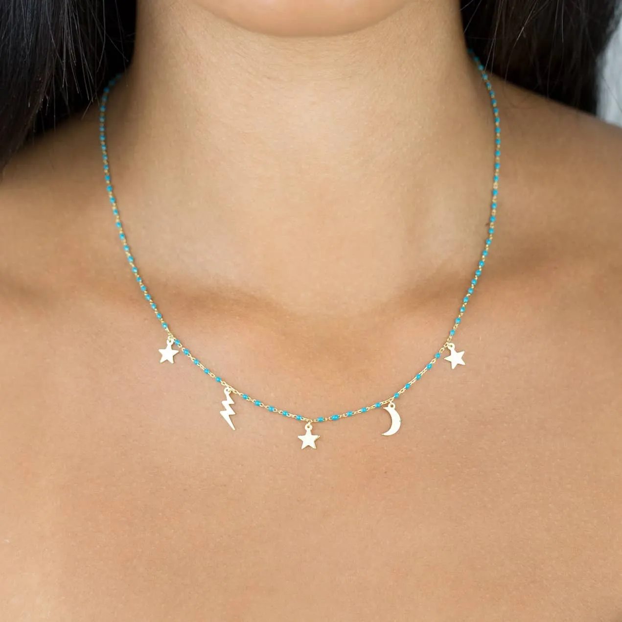 Celestial Enamel Beaded Necklace