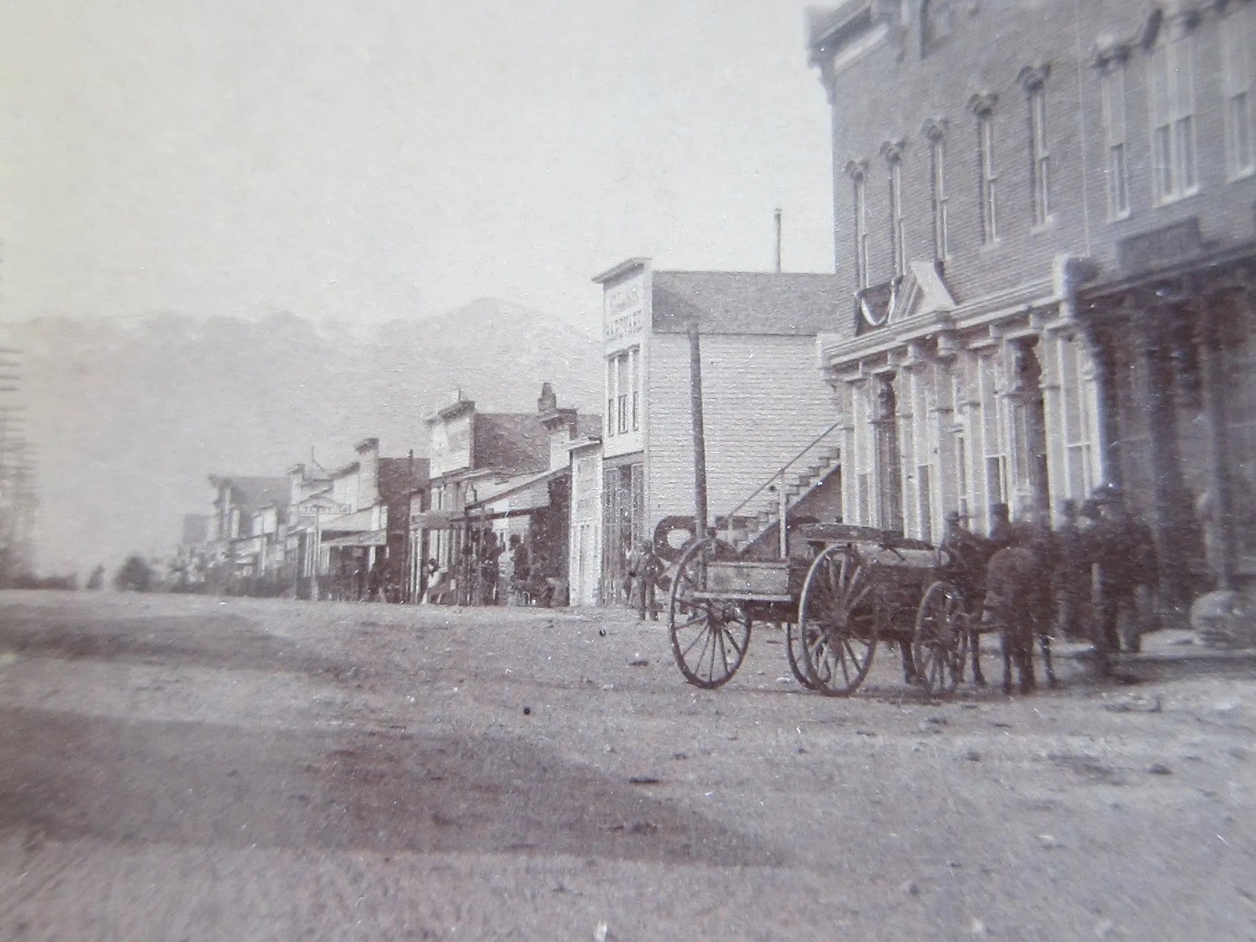 Charles Emery 1880 Stereoscope Card of the Post Office, Main St. Silver Cliff, Colorado