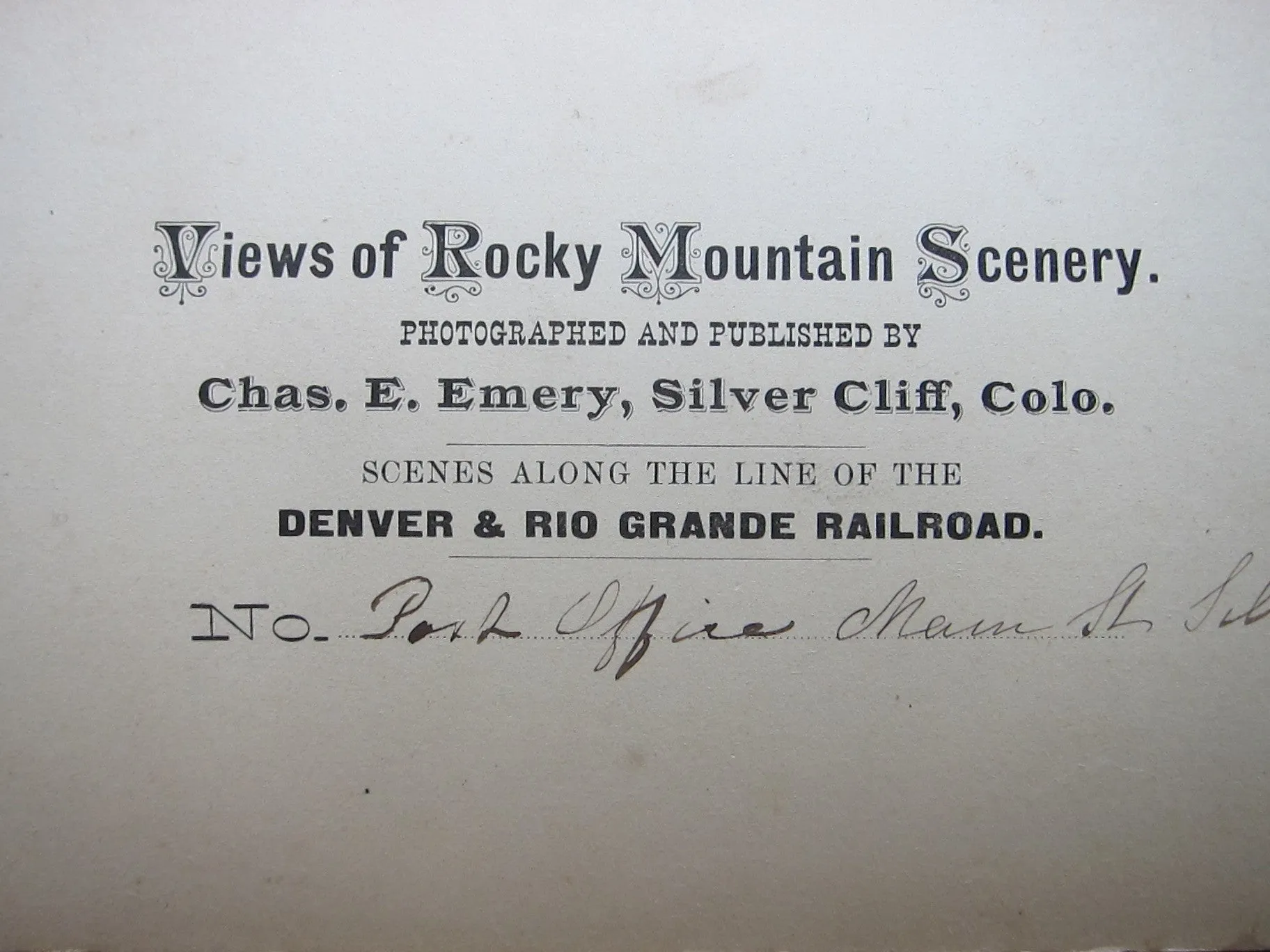 Charles Emery 1880 Stereoscope Card of the Post Office, Main St. Silver Cliff, Colorado