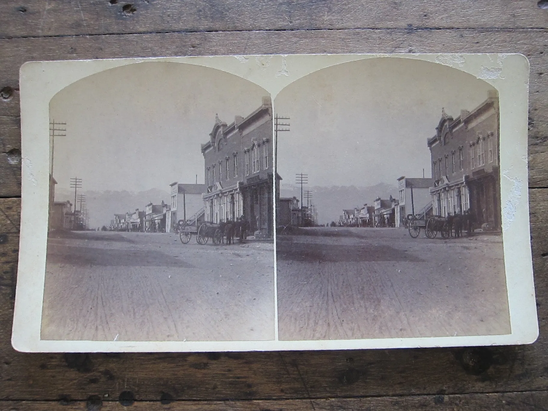 Charles Emery 1880 Stereoscope Card of the Post Office, Main St. Silver Cliff, Colorado