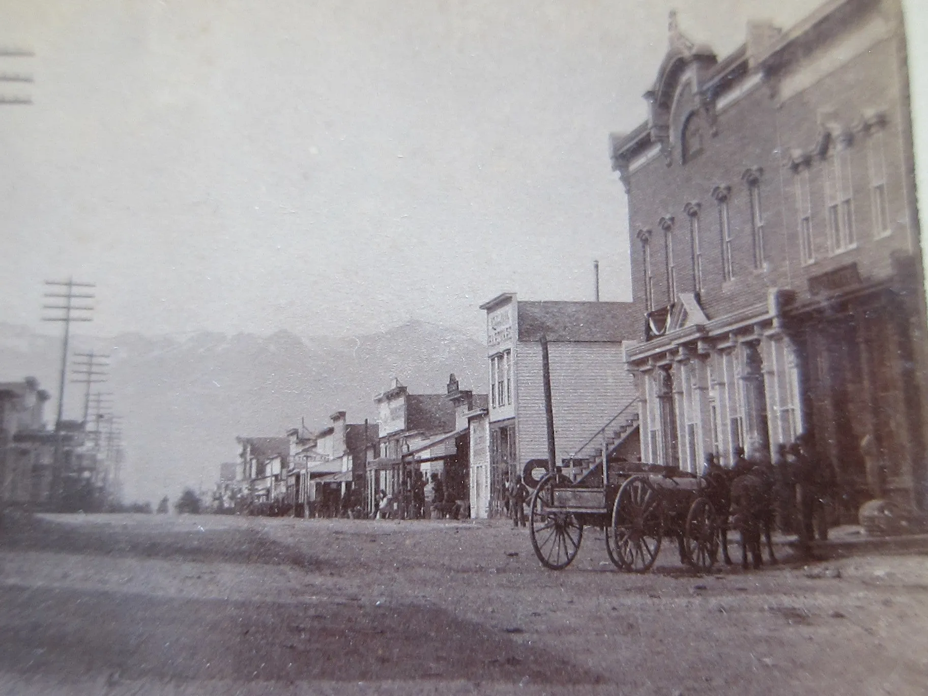 Charles Emery 1880 Stereoscope Card of the Post Office, Main St. Silver Cliff, Colorado