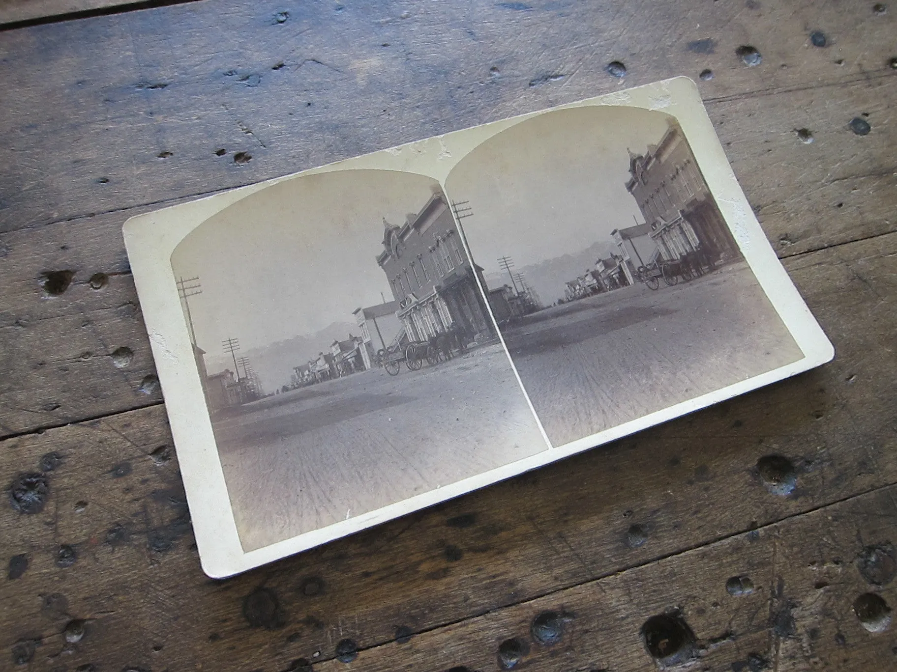 Charles Emery 1880 Stereoscope Card of the Post Office, Main St. Silver Cliff, Colorado
