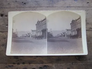 Charles Emery 1880 Stereoscope Card of the Post Office, Main St. Silver Cliff, Colorado