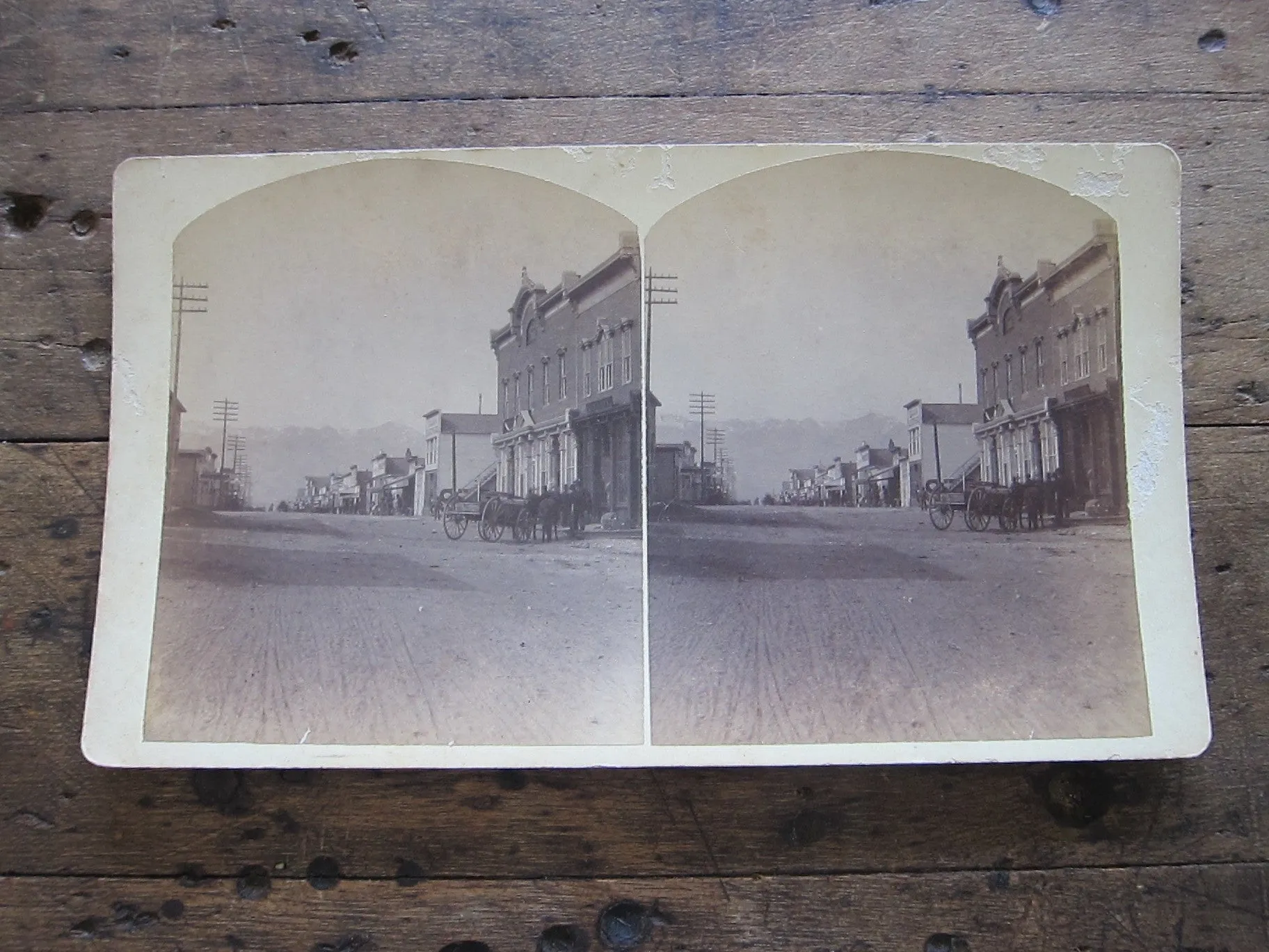 Charles Emery 1880 Stereoscope Card of the Post Office, Main St. Silver Cliff, Colorado