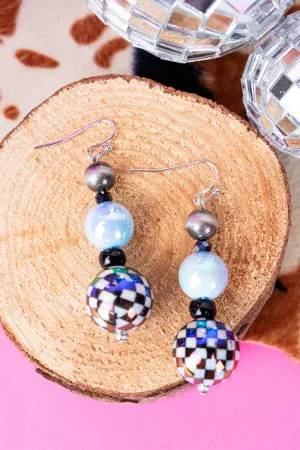 Checkered Ball Beaded Earrings