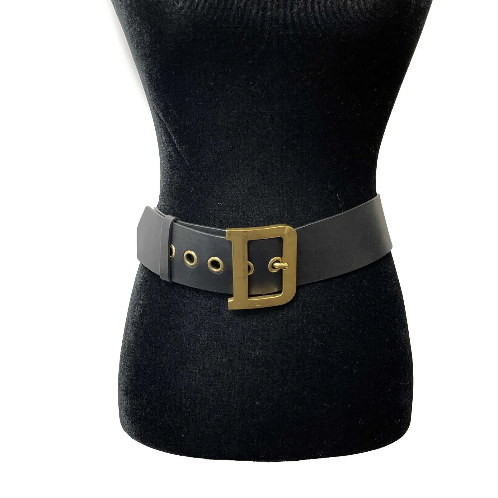 Christian Dior - Diorquake Leather D Buckle Black Belt - SIze 80 Fits US M/4-6