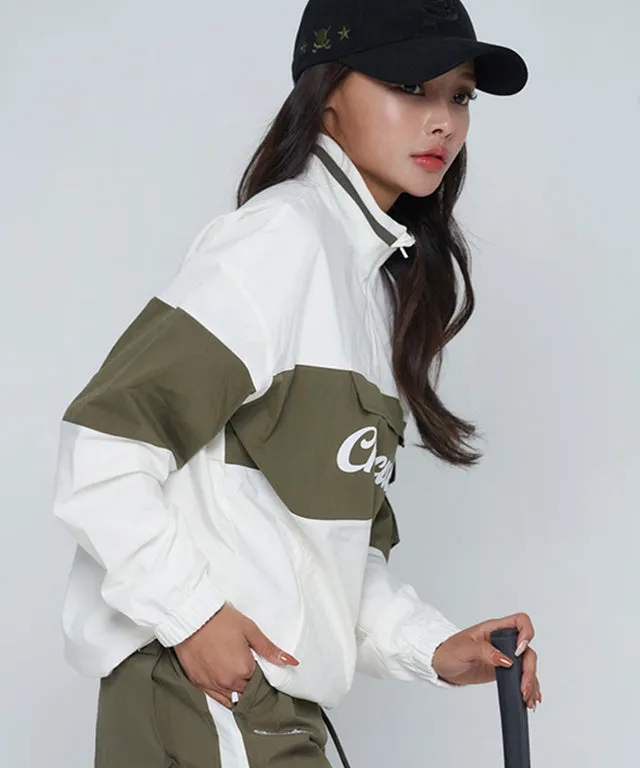 CHUCUCHU Color Point Anorak Jumper - Khaki/White