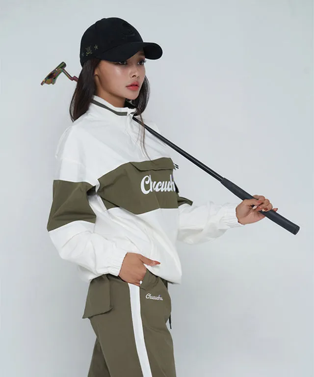 CHUCUCHU Color Point Anorak Jumper - Khaki/White