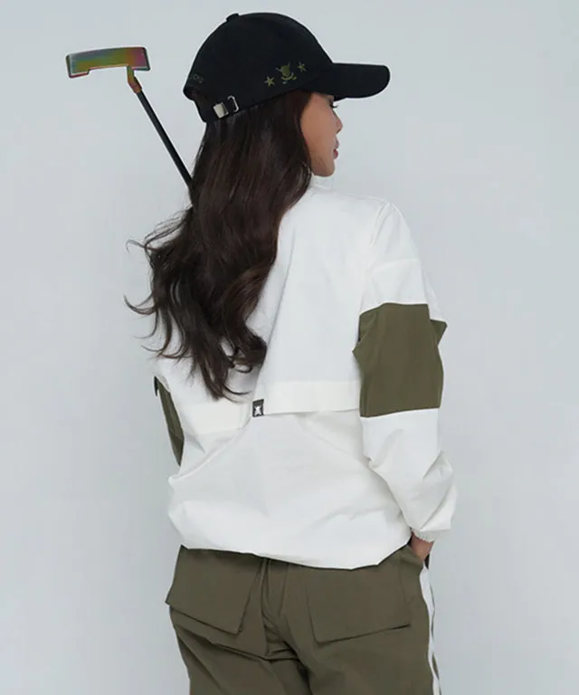 CHUCUCHU Color Point Anorak Jumper - Khaki/White