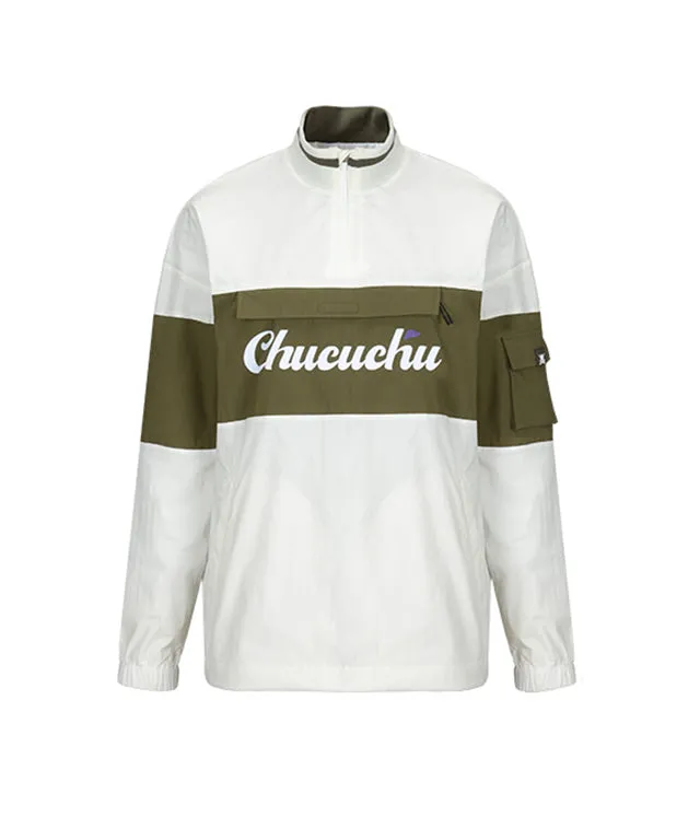CHUCUCHU Color Point Anorak Jumper - Khaki/White