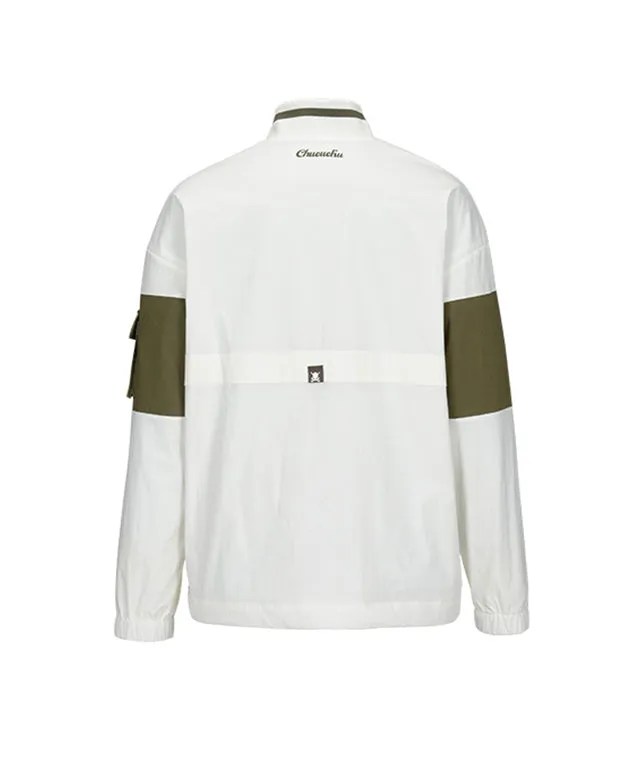 CHUCUCHU Color Point Anorak Jumper - Khaki/White