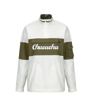 CHUCUCHU Color Point Anorak Jumper - Khaki/White
