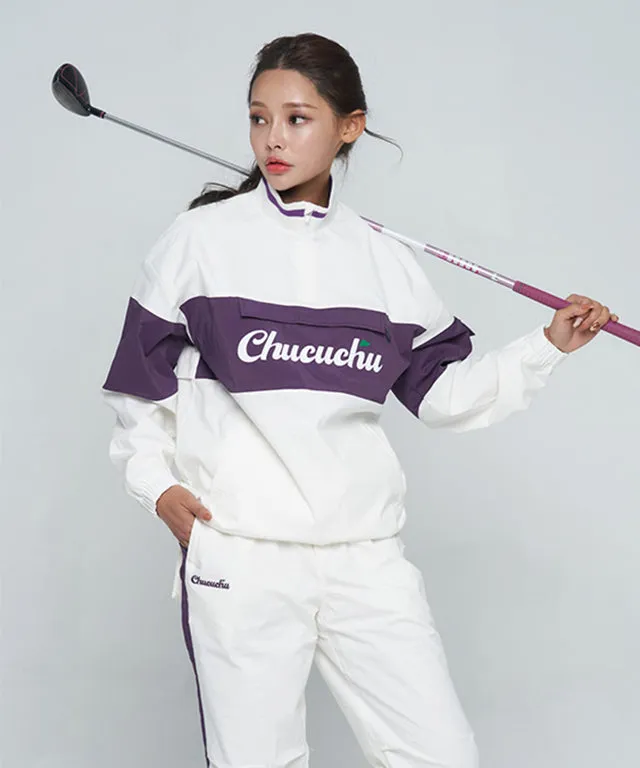 CHUCUCHU Color Point Anorak Jumper - Purple/White