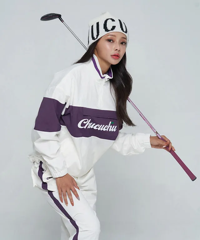 CHUCUCHU Color Point Anorak Jumper - Purple/White