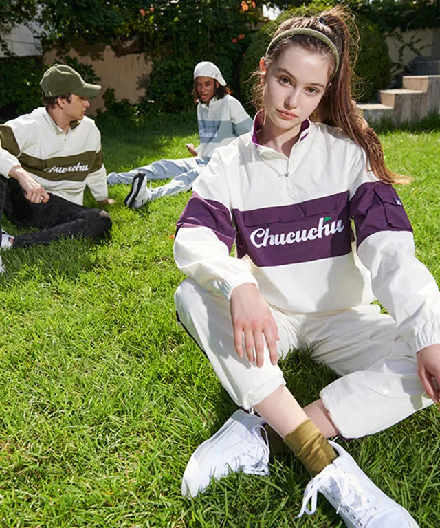 CHUCUCHU Color Point Anorak Jumper - Purple/White