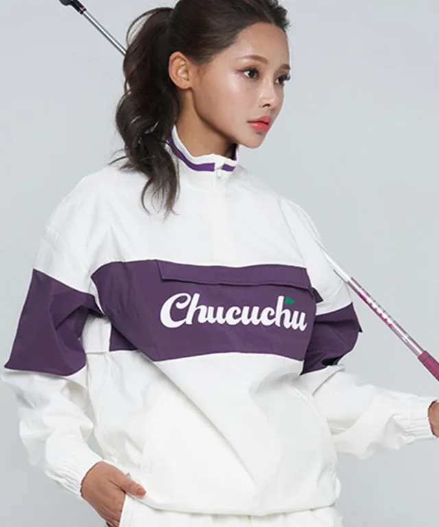 CHUCUCHU Color Point Anorak Jumper - Purple/White