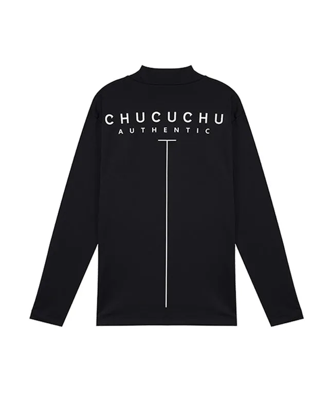 CHUCUCHU Men's Half Neck Authentic T-Shirt - Black