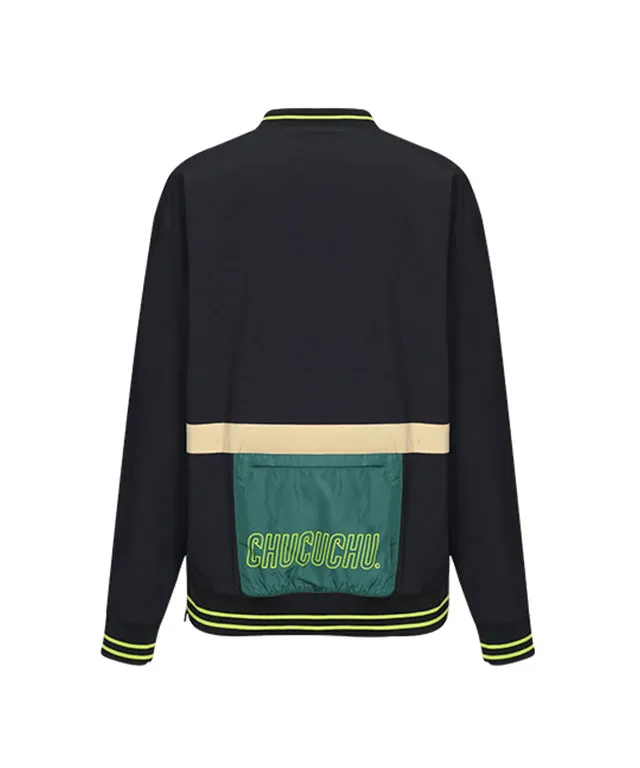 CHUCUCHU Men's V-Neck Windbreaker - Black