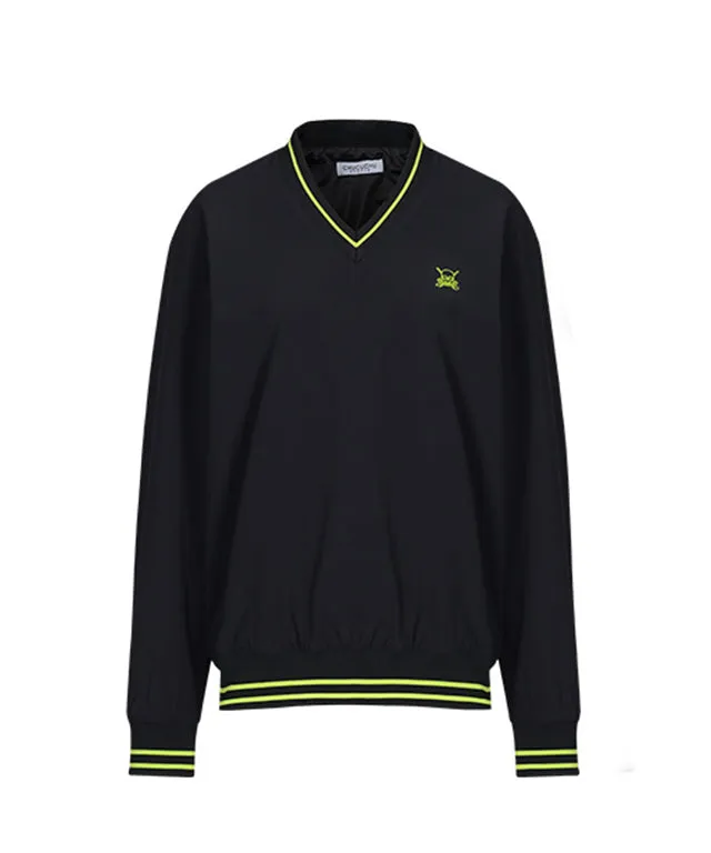 CHUCUCHU Men's V-Neck Windbreaker - Black