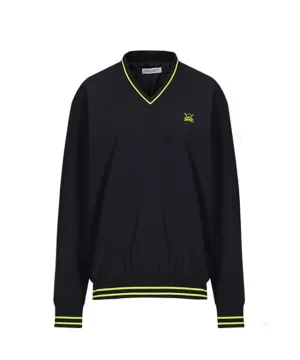 CHUCUCHU Men's V-Neck Windbreaker - Black