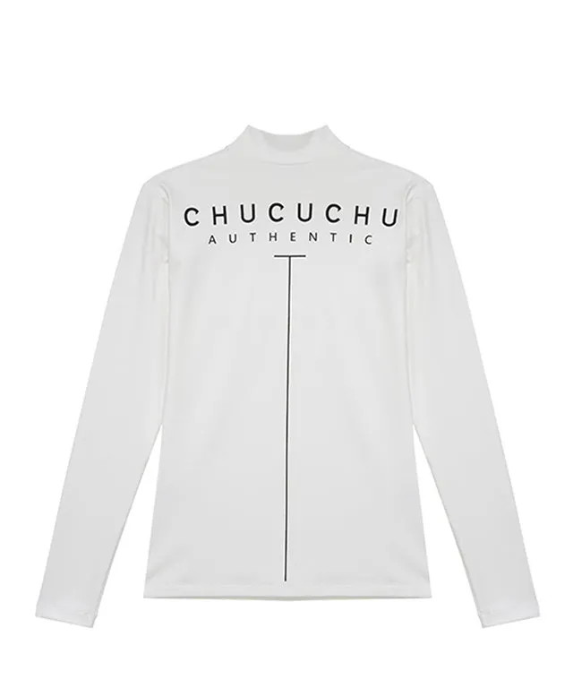 CHUCUCHU Women's Half Neck Authentic T-Shirt - White