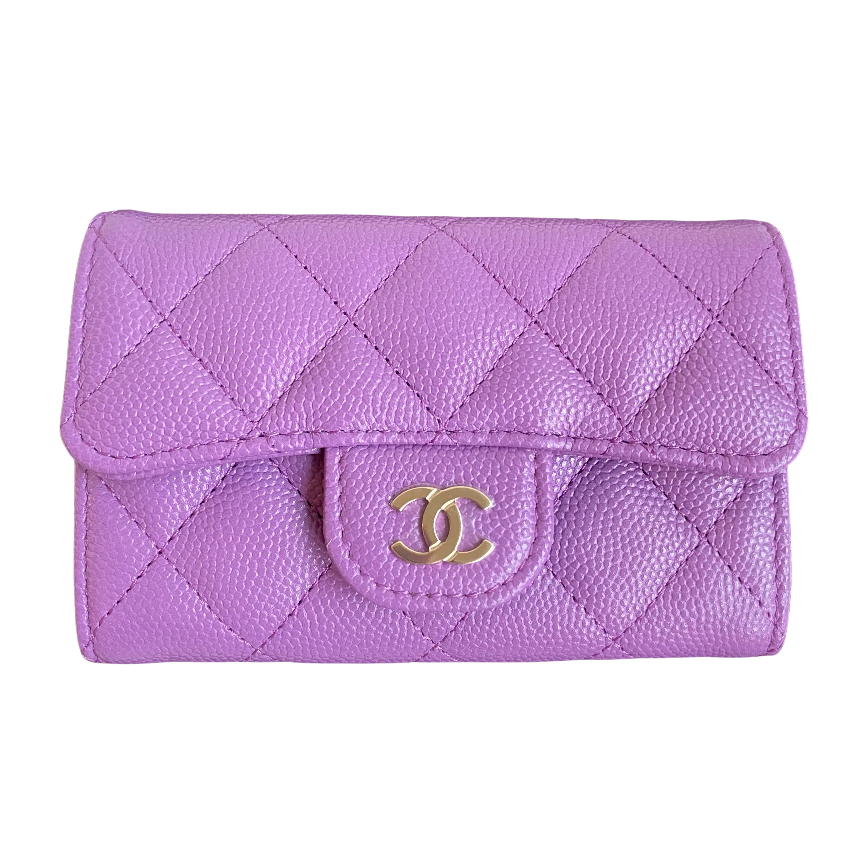 Classic Flap Card Holder in 22S Purple Caviar