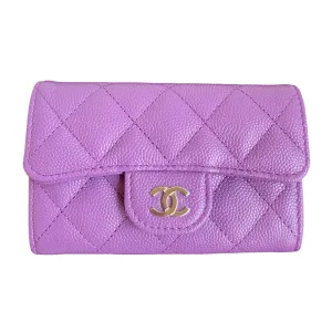 Classic Flap Card Holder in 22S Purple Caviar