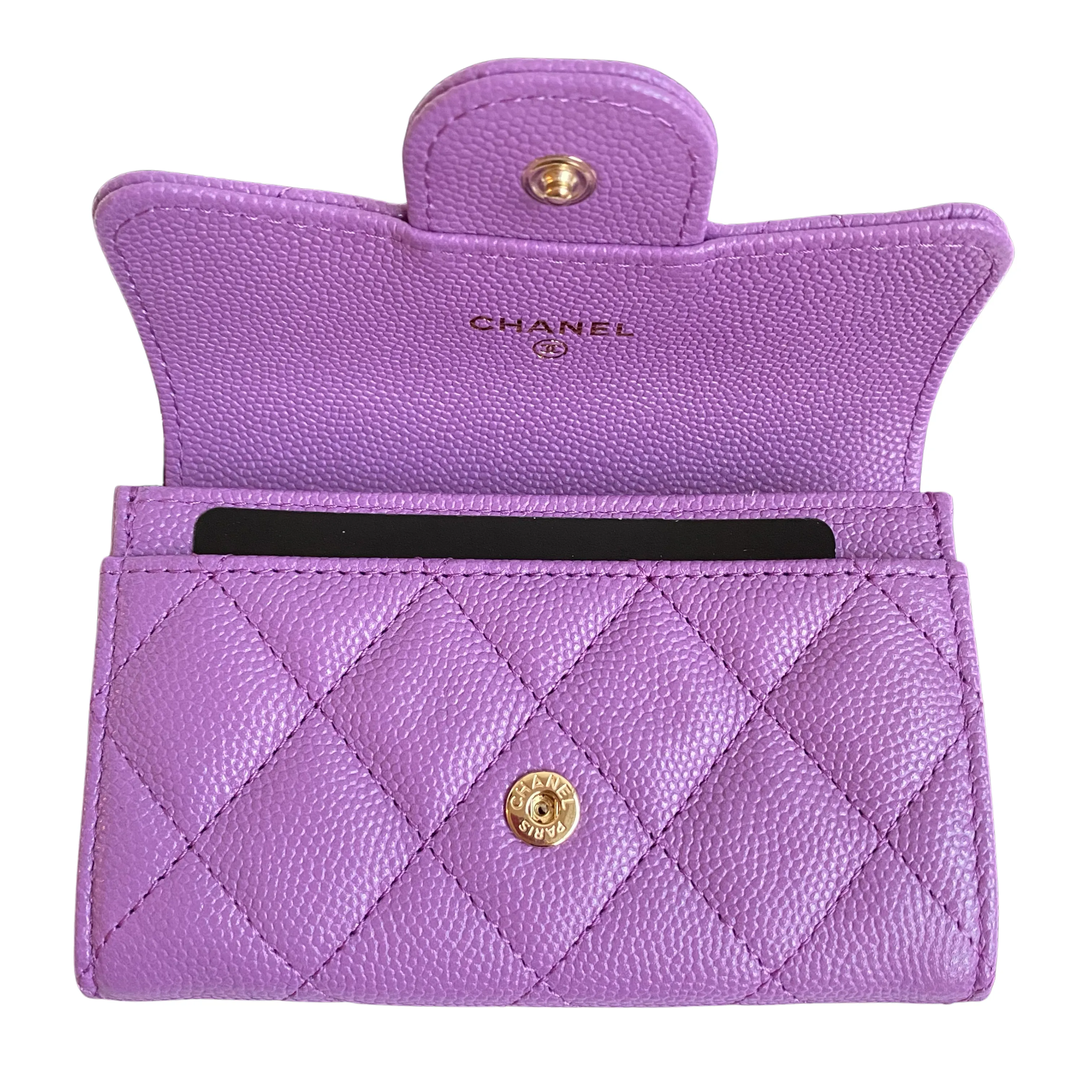 Classic Flap Card Holder in 22S Purple Caviar