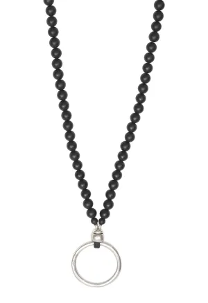 Clean Black Onyx and Sterling Silver EyeRing Necklace