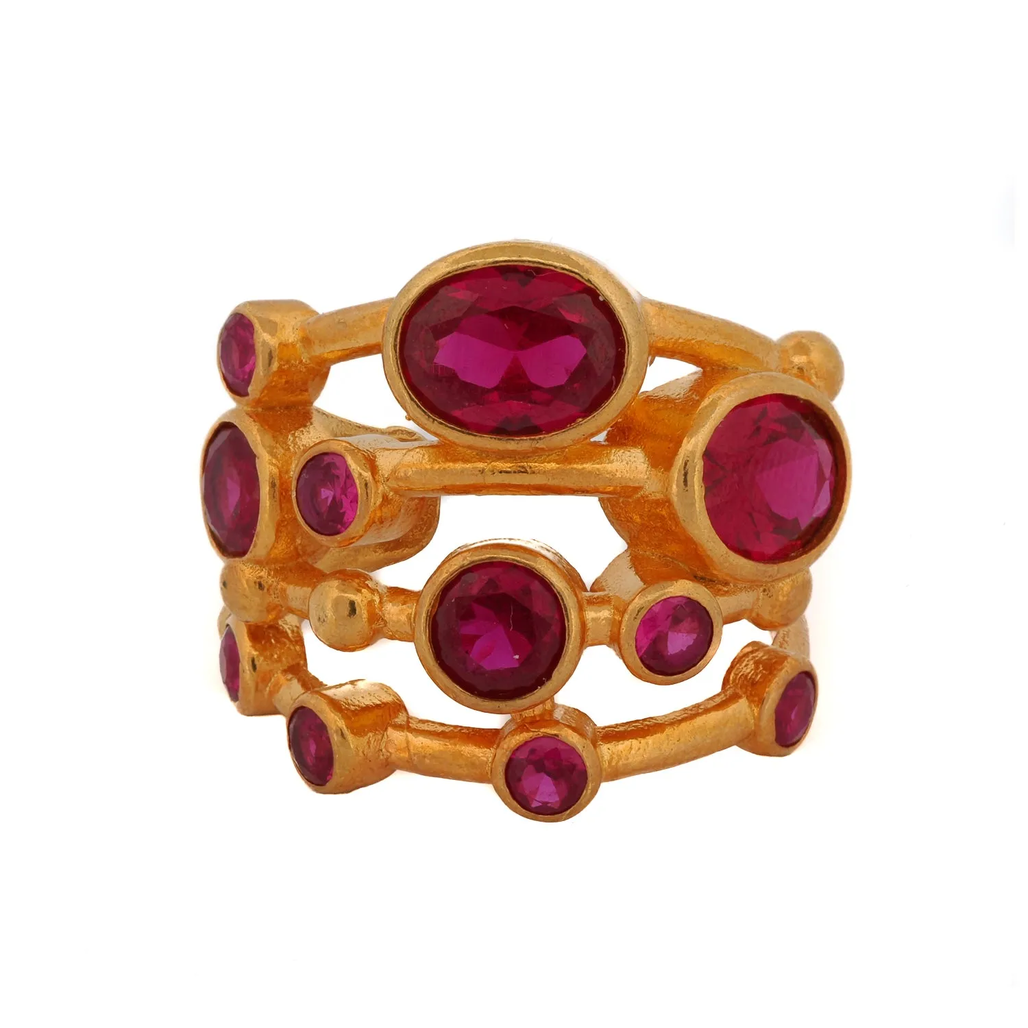 Cleopatra Ruby & Gold Adjustable Statement Ring