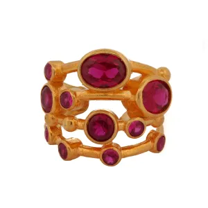 Cleopatra Ruby & Gold Adjustable Statement Ring