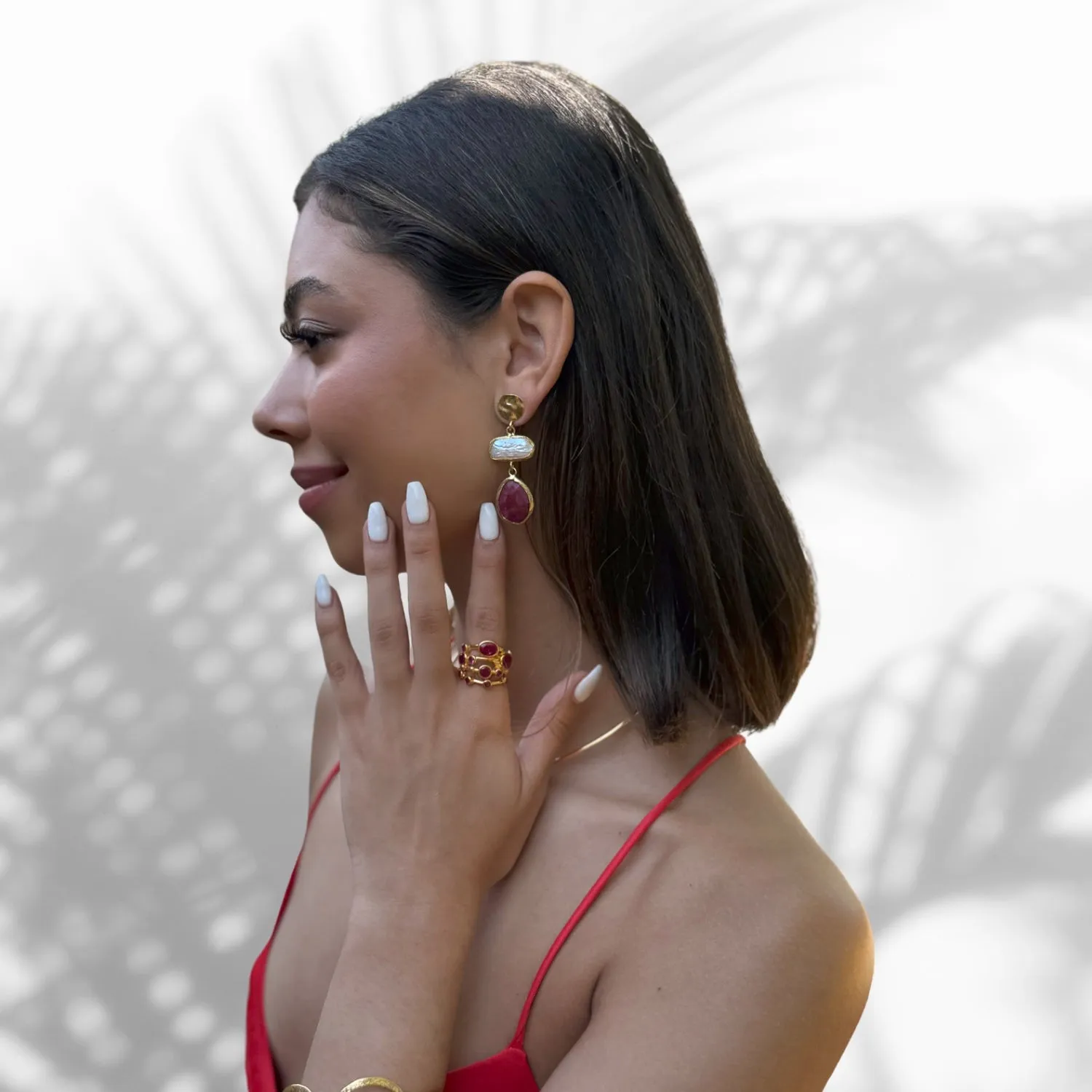 Cleopatra Ruby & Gold Adjustable Statement Ring